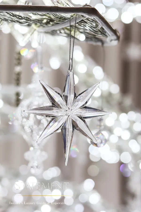 Estrella transparente entre luces y decoración navideña de I’M CHRISTMAS