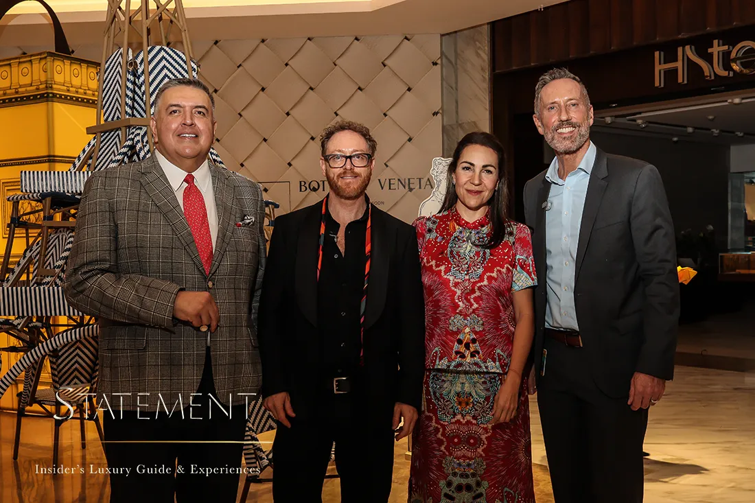 Rodrigo Flores, Ricardo Covalin, Cristina Pineda y Werner Hirschi en el 30 aniversario de Pineda Covalin en El Palacio de Hierro Polanco